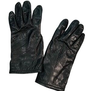 Fownes Leather Gloves Sz 6 1/2 Black Classic Dress Gloves WPL 9522 Lined Vintage